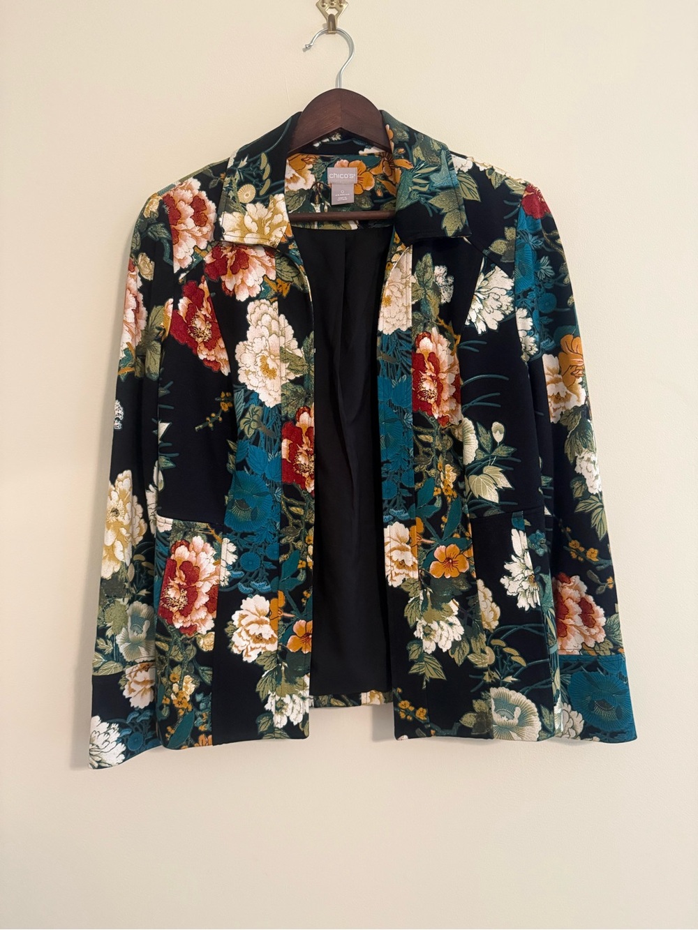Chico’s floral patchwork blazer